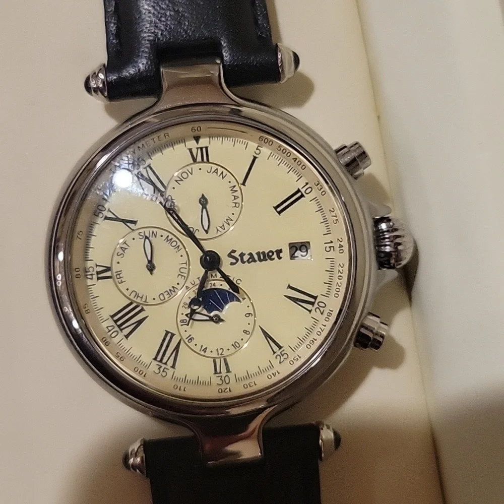 Stauer Watch Stainless Steel With Leather Strap